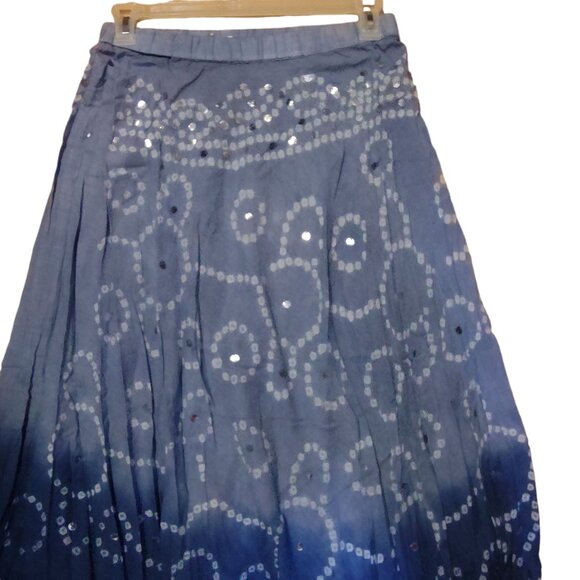 Blue Two Tone Elastic Ankle Length Skirt Size Large Sequin - Picture 2 of 6